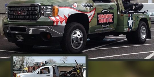 Tow Truck wrapped in Shark printed IJ180C vinyl