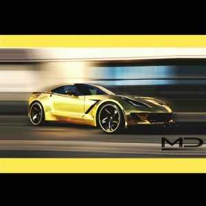 Chevrolet Corvette C7 wrapped in Avery Gold Chrome vinyl