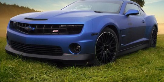 Chevrolet Camaro wrapped in Avery SW Matte Brilliant Blue Metallic vinyl