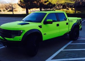 Ford Raptor wrapped in Hi-Liter fluorescent yellow