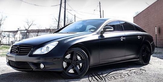 Mercedes Benz CLS63 wrapped in 1080 Satin Black vinyl