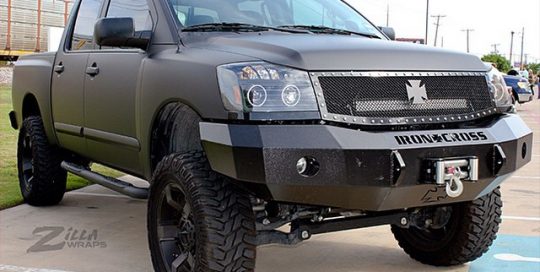 Nissan Titan wrapped in 1080 Matte Deep Black vinyl