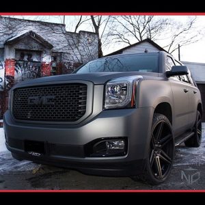GMC Denali wrapped in Avery Gun Metal Metallic vinyl
