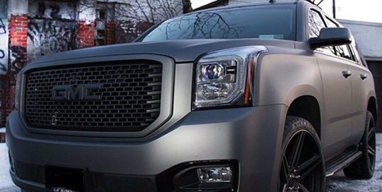 GMC Denali wrapped in Avery Gun Metal Metallic vinyl