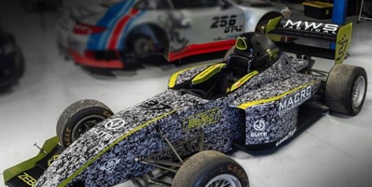 Pro Formula Mazda wrapped in 180Cv3 vinyl with 2300x Lime Green vinyl