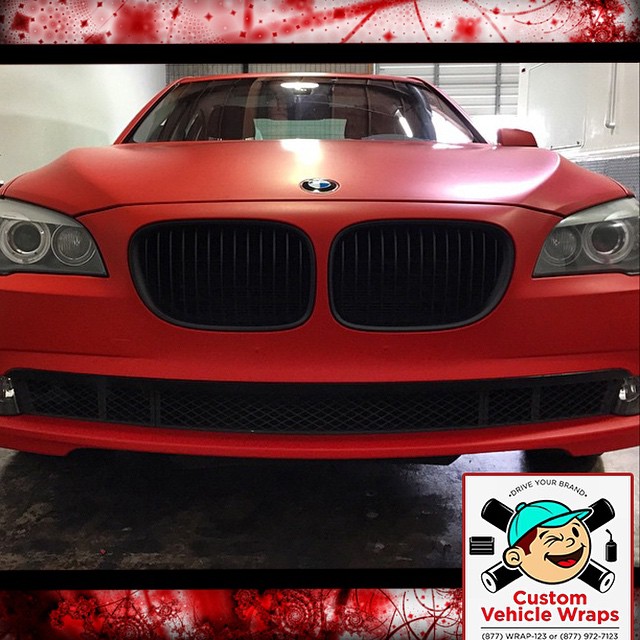 Bmw 350i wrapped in 1080 Matte Red vinyl