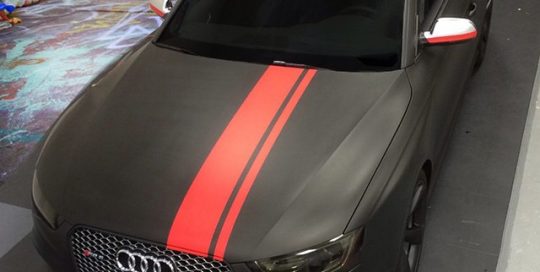 Audi RS5 wrapped in Matte Black and Matte Red vinyl