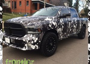 Dodge Ram wrapped in custom printed digital camo on 180Cv3