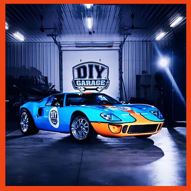 Ford GT40 wrapped in Gulf livery colors 1080 Gloss Sky Blue and Gloss Bright Orange vinyls