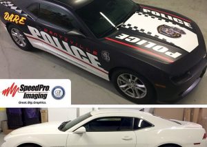 Chevrolet Camaro wrapped in 1080 Matte Black and custom printed IJ180Cv3 vinyl