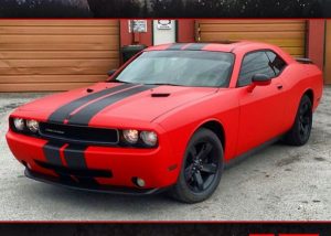Dodge Charger wrapped in 1080 Matte Red and Brushed Steel vinyls