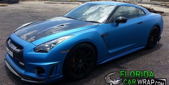 Nissan GTR wrapped in 1080 Matte Metallic Blue