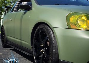 Acura Rsx wrapped in Matte Military Green