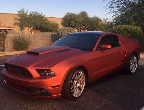 Ford Mustang GT wrapped in Red Aluminum