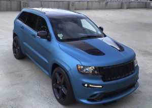 Jeep SRT wrapped in Matte Blue Metallic