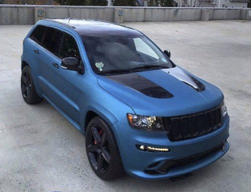 Jeep SRT wrapped in  Matte Blue Metallic