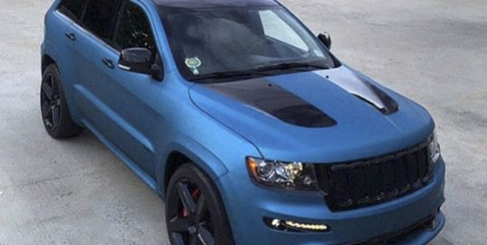 Jeep SRT wrapped in Matte Blue Metallic