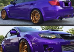 Subaru WRX wrapped in 2300X Amethyst Candy vinyl