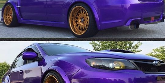Subaru WRX wrapped in 2300X Amethyst Candy vinyl