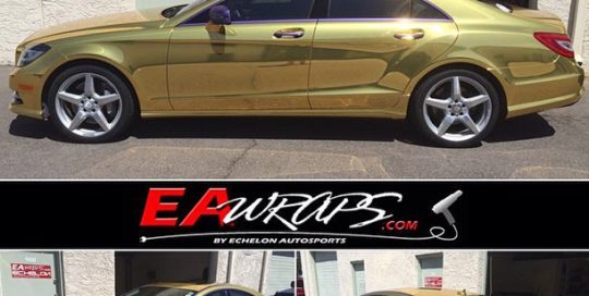 Mercedes Benz CLS 550 wrapped in Avery Gold Chrome