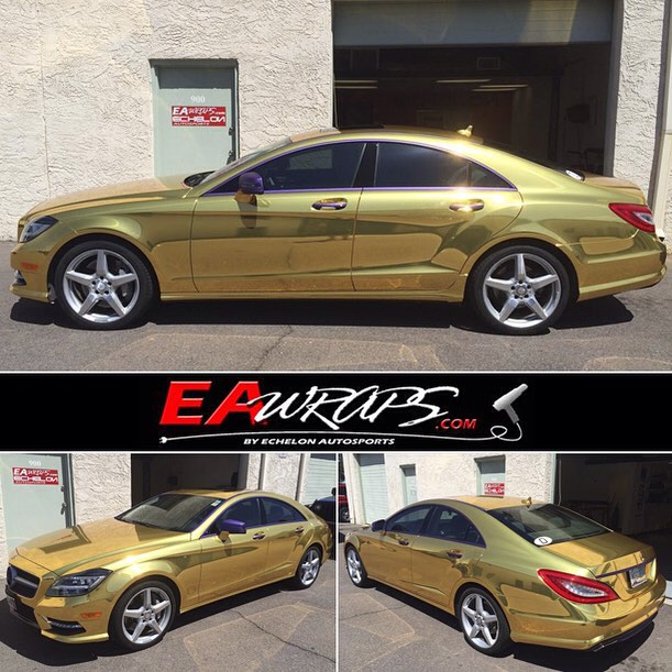 Mercedes Benz CLS 550 wrapped in Avery Gold Chrome