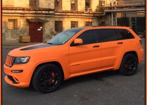 Jeep wrapped in UPP Matte Fierce Orange