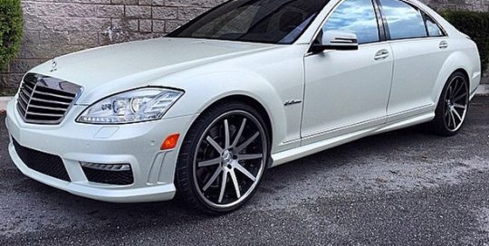 Mercedes Benz S63 wrapped in 1080 Satin Pearl White and Gloss Black vinyl