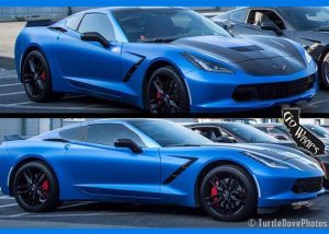 Chevrolet Corvette wrapped in 1080 Satin Perfect Blue and Satin Black vinyls