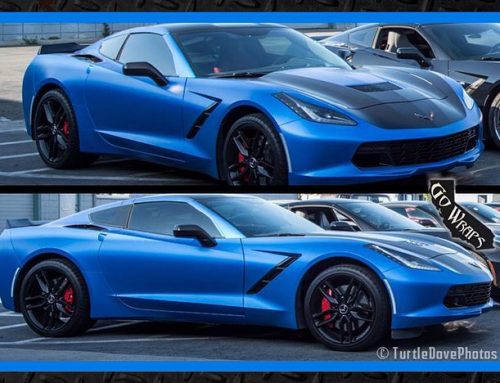 Chevrolet Corvette wrapped in 1080 Satin Perfect Blue and Satin Black vinyls