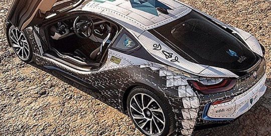 Bmw I8 wrapped in with custom printed IJ180Cv3
