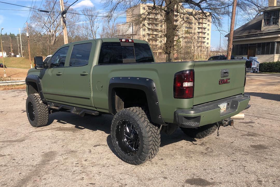 Gmc Sierra Wrapped In Matte Military Green Vinyl