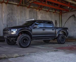 Ford F150 wrapped in Satin Black vinyl