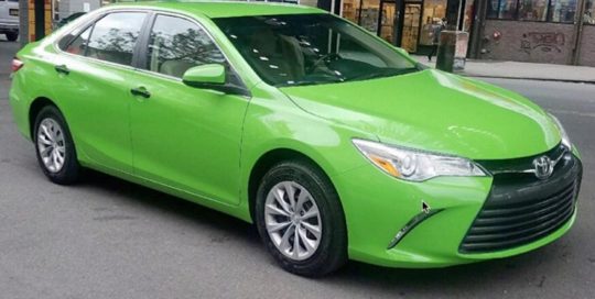 Toyota wrapped in Gloss Grass Green vinyl