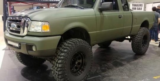 Ford Ranger wrapped in Matte Military Green vinyl