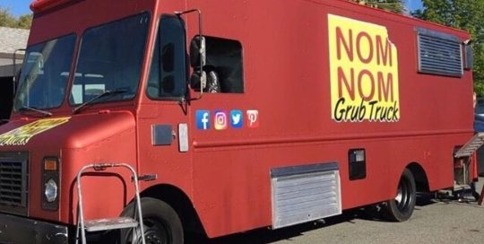 Food Truck wrapped in Satin Red Aluminum vinyl