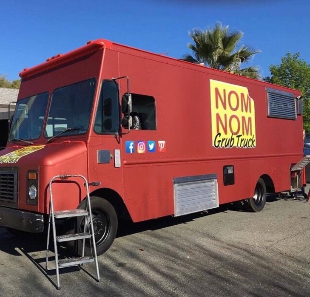 Food Truck wrapped in Satin Red Aluminum vinyl