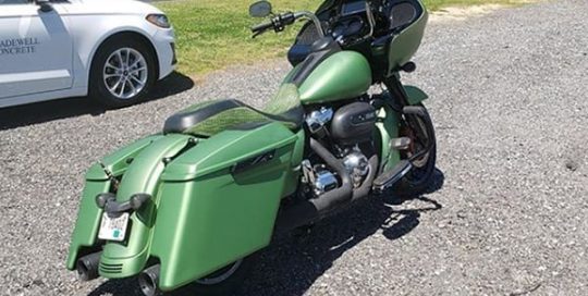 Harley Davidson wrapped in Avery SW Matte Green Apple Metallic vinyl