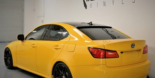 Lexus IS250 wrapped in Avery SW Gloss Dark Yellow vinyl