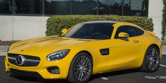 Mercedes GTS wrapped in Avery SW Gloss Dark Yellow vinyl