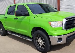 Toyota Tundra wrapped in Gloss Grass Green vinyl