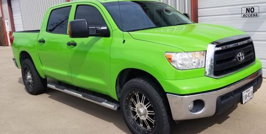Toyota Tundra wrapped in Gloss Grass Green vinyl