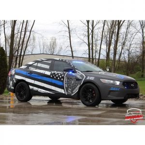 Ford wrapped in custom printed Avery 1105 &1380z Matte laminate and Solvex 50/50 Perf