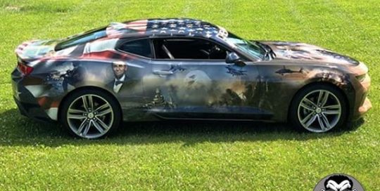 Chevrolet Camaro wrapped in custom printed Avery 1105ezrs and 1360z Gloss Overlaminate