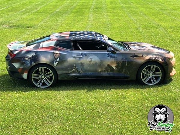 Chevrolet Camaro wrapped in custom printed Avery 1105ezrs and 1360z Gloss Overlaminate
