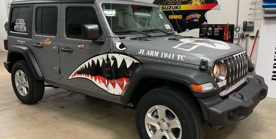 Jeep wrapped in Satin Nardo Gray vinyl