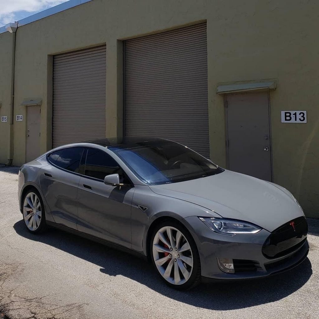 Tesla wrapped in Gloss Nardo Gray vinyl Vinyl Wrap 3M & Avery Dennison Vinyl Wrap Cars