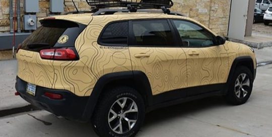 Jeep wrapped in custom printed Avery 1105ezrs &1380z Matte laminate