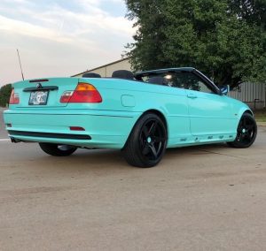 Bmw M3 wrapped in Gloss Mint Blue vinyl