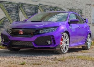 Honda Civic Type R wrapped in Gloss Passion Purple vinyl