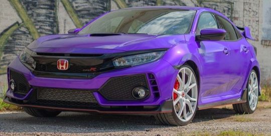 Honda Civic Type R wrapped in Gloss Passion Purple vinyl